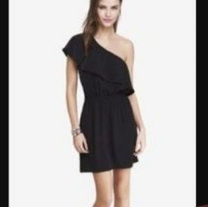 Express one-shoulder black mini dress